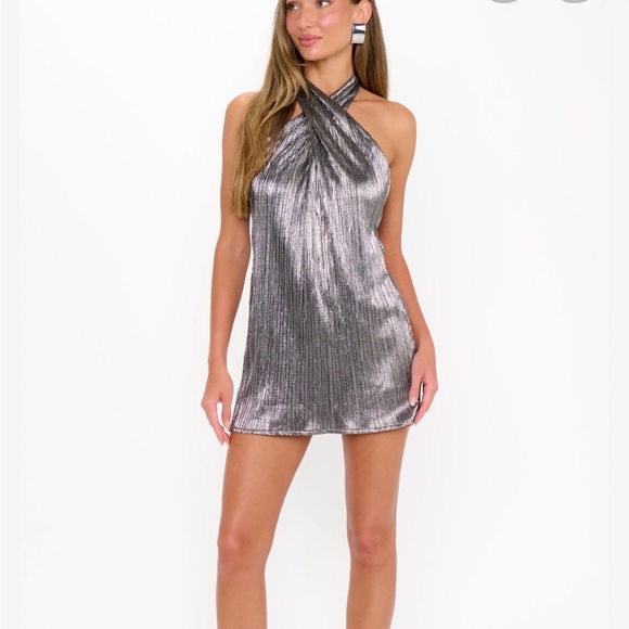 Show Me Your MuMu Dresses & Skirts - Show Me Your MuMu Jasmine Dress in Pleated Silver Small NWT NEW Club Party Mini